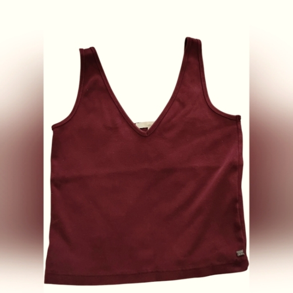 monk & lou | Woman's Burgundy Red Wine Fitted Ribbed Crop Top | Medium - Picture 1 of 8
